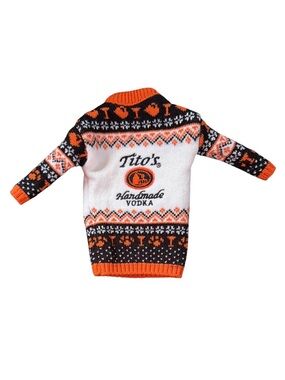 Tito’s Handmade Vodka Dog Bottle Sweater Topper Fair Isle Holiday For Dog People